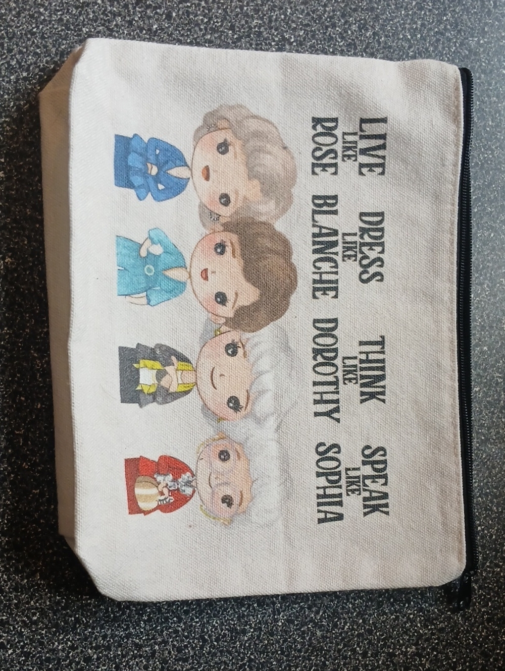 Golden Girls Cartoon Cosmetic Pouch - Beige Canvas